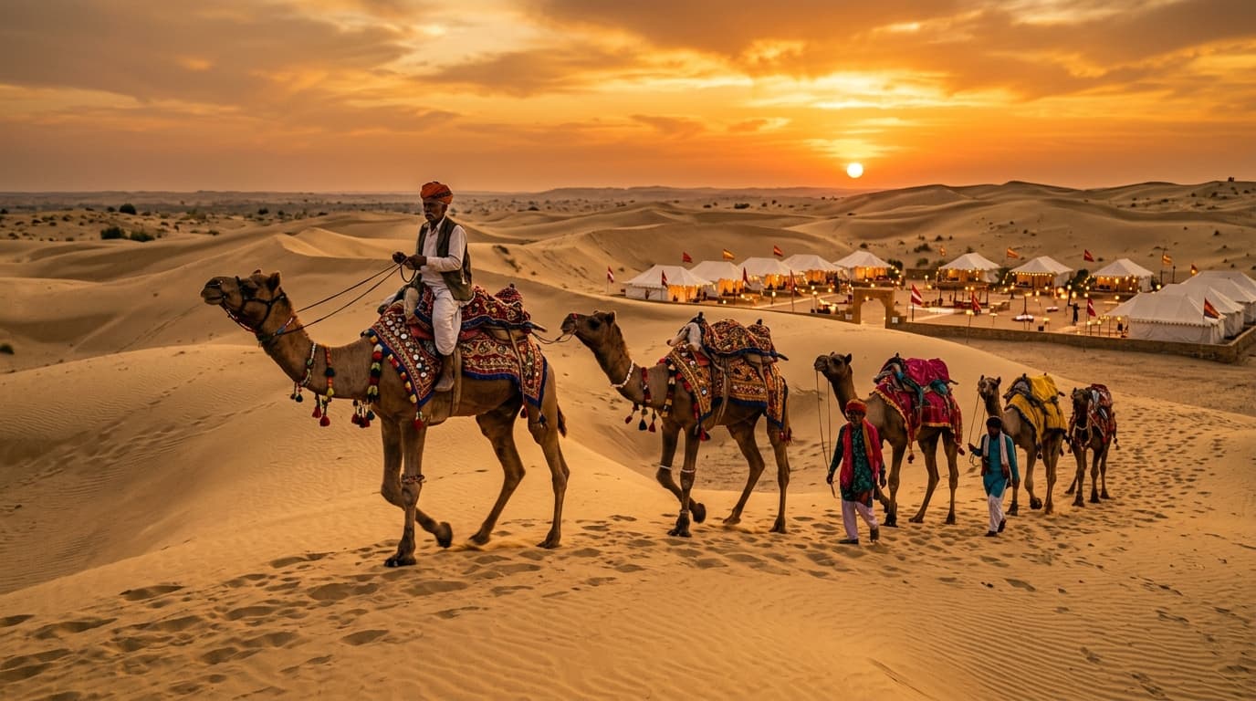 Rajasthan Royal Heritage Tour Sam Sand Dunes Jaisalmer Camel Safari